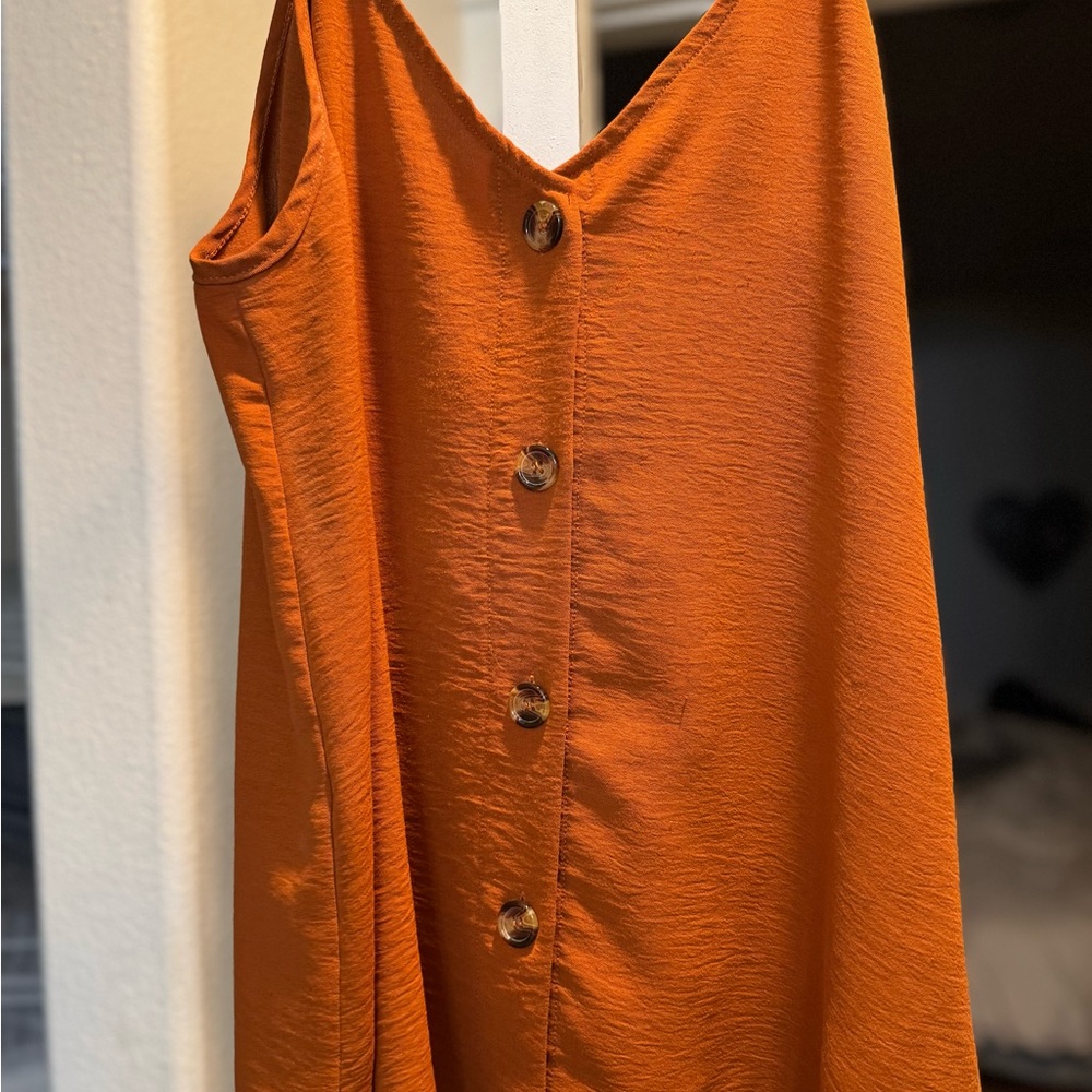 Orange Button-Down Tank Top